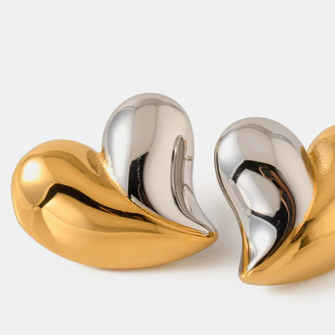 Lovcia Heart Shape Stainless Steel Stud Earrings-Earrings-Gold-One Size-Gold