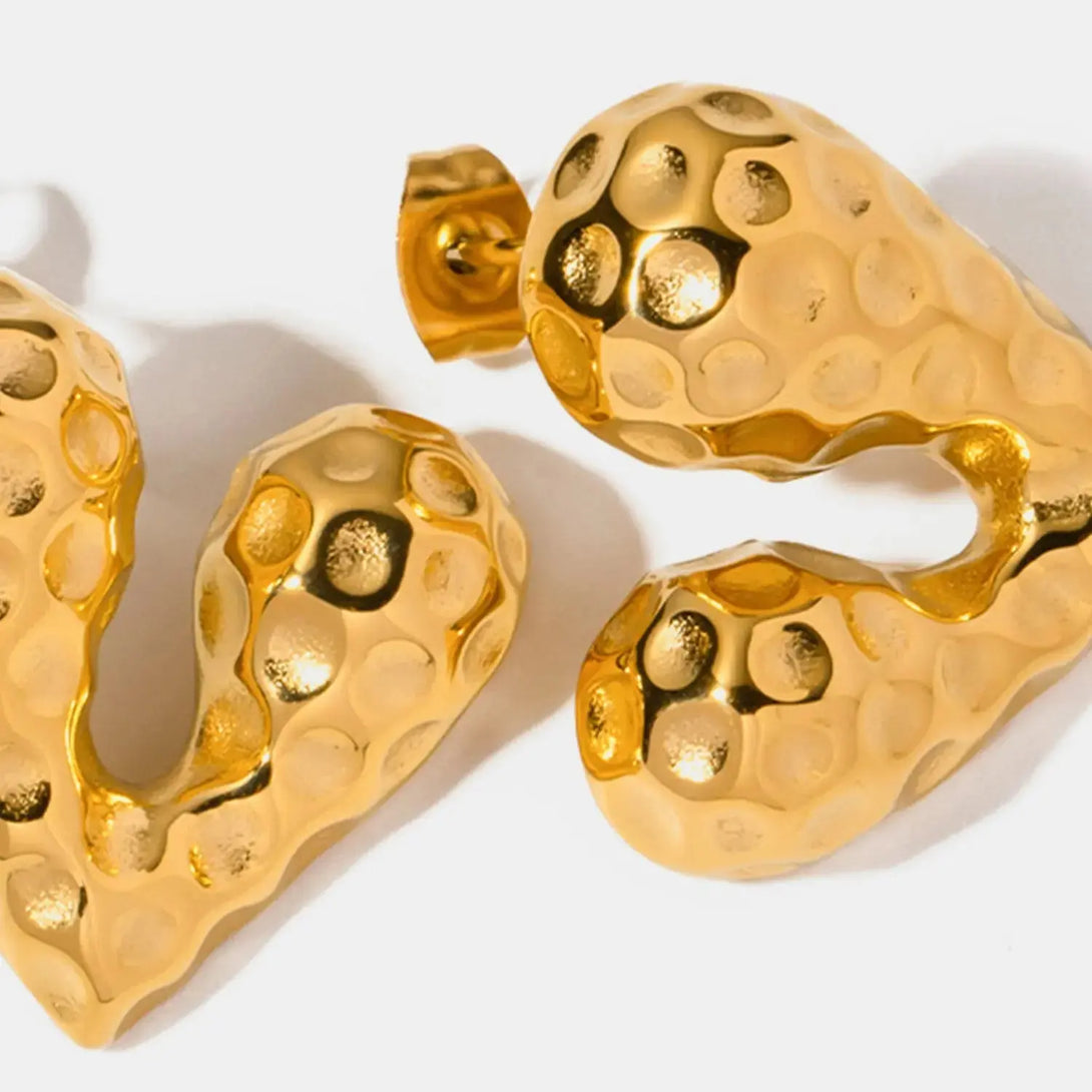 Lovcia Heart Shape Stainless Steel Stud Earrings-Earrings-Gold-One Size-Gold