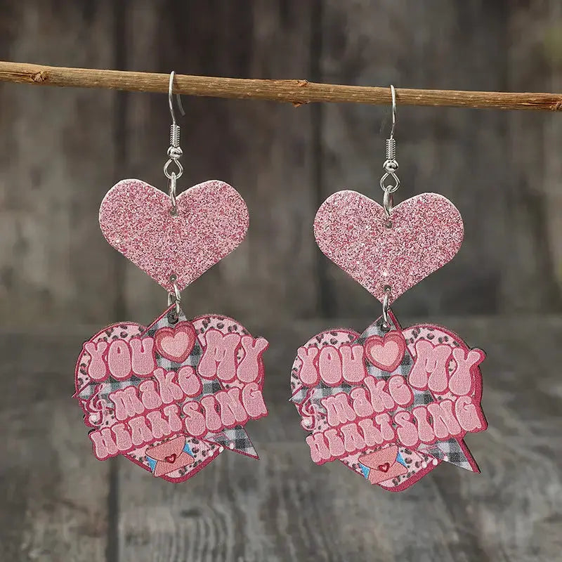 Lovcia Heart Shape Wooden Earrings-Earrings-Blush Pink-One Size-Blush Pink
