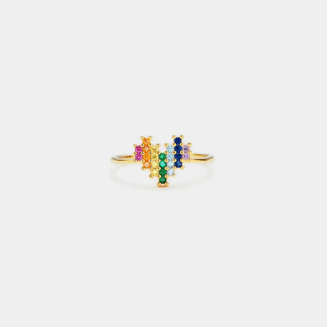 Lovcia Heart Shape Zircon 925 Sterling Silver Ring-Rings-Gold-6-Gold
