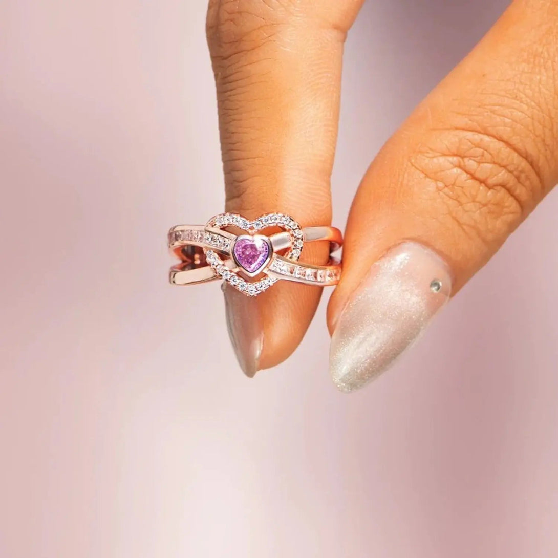 Lovcia Heart Shape Zircon 925 Sterling Silver Ring-Rings-Rose Gold-5-Rose Gold