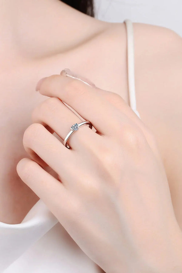 Lovcia Heart-Shaped Moissanite Solitaire Ring-Rings-Silver-5-Silver