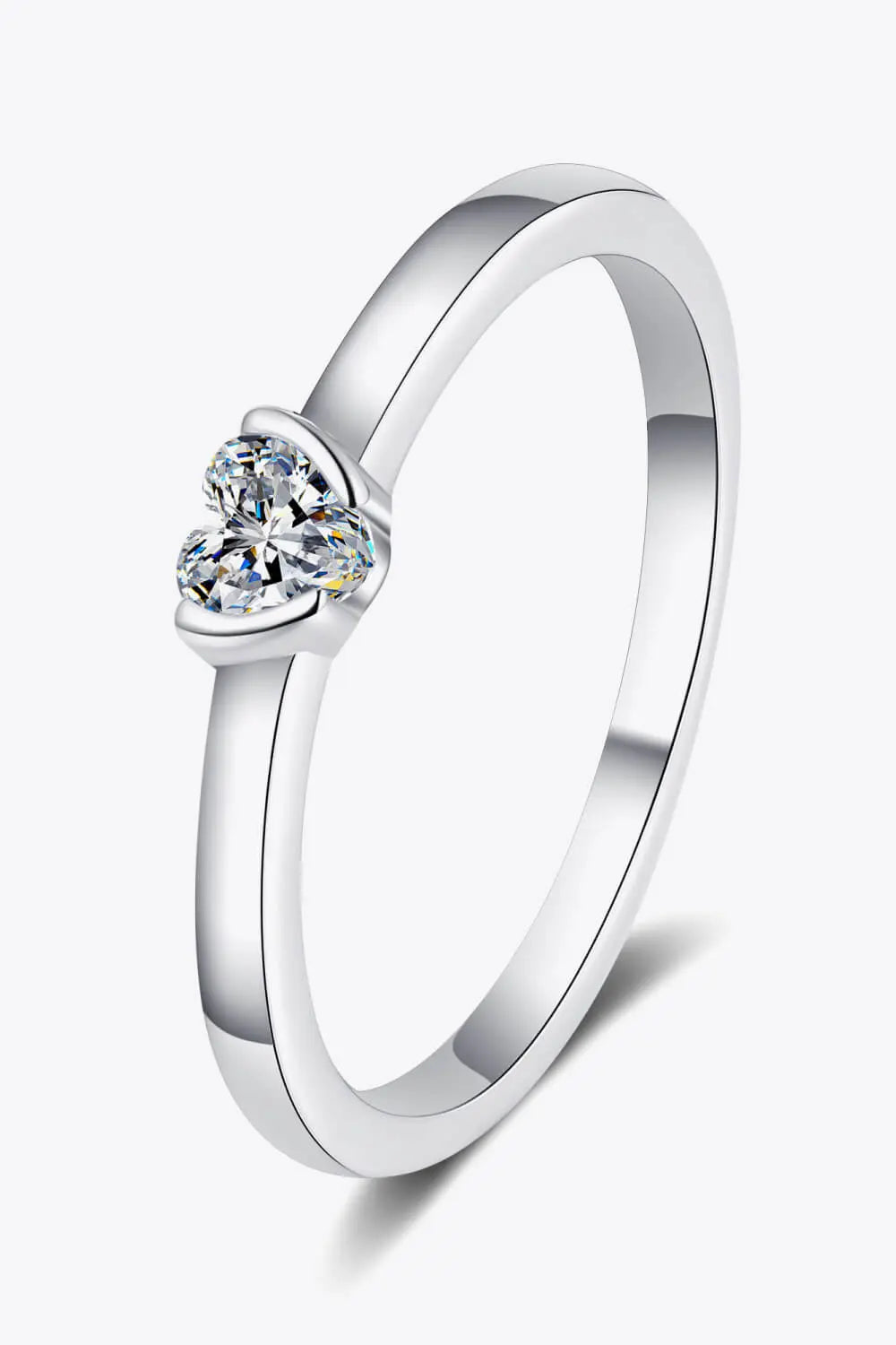 Lovcia Heart-Shaped Moissanite Solitaire Ring-Rings-Silver-5-Silver