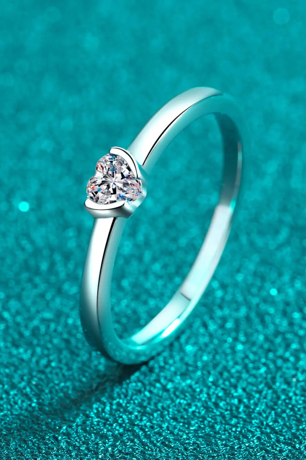 Lovcia Heart-Shaped Moissanite Solitaire Ring-Rings-Silver-5-Silver