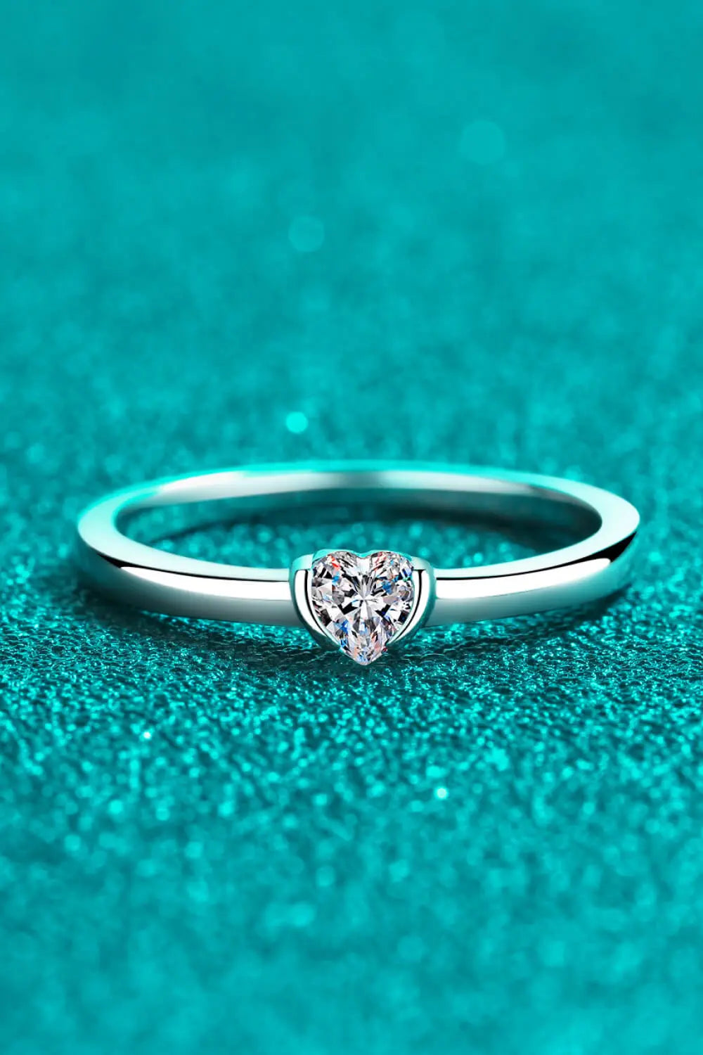 Lovcia Heart-Shaped Moissanite Solitaire Ring-Rings-Silver-5-Silver