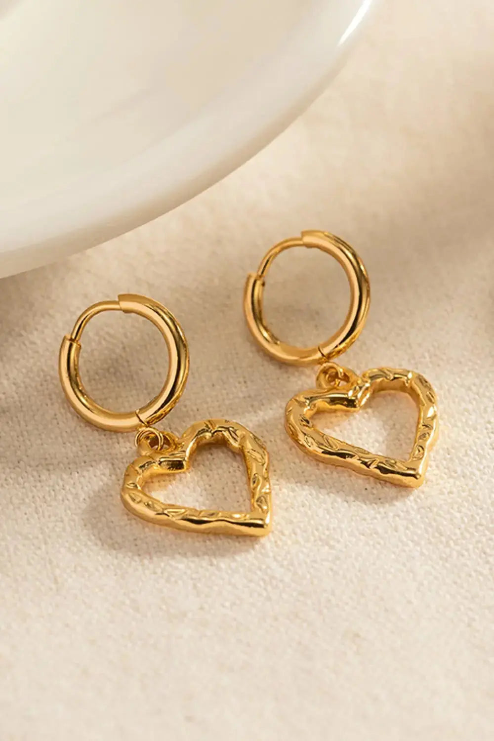 Lovcia Heart Stainless Steel Drop Earrings-Earrings-Gold-One Size-Gold