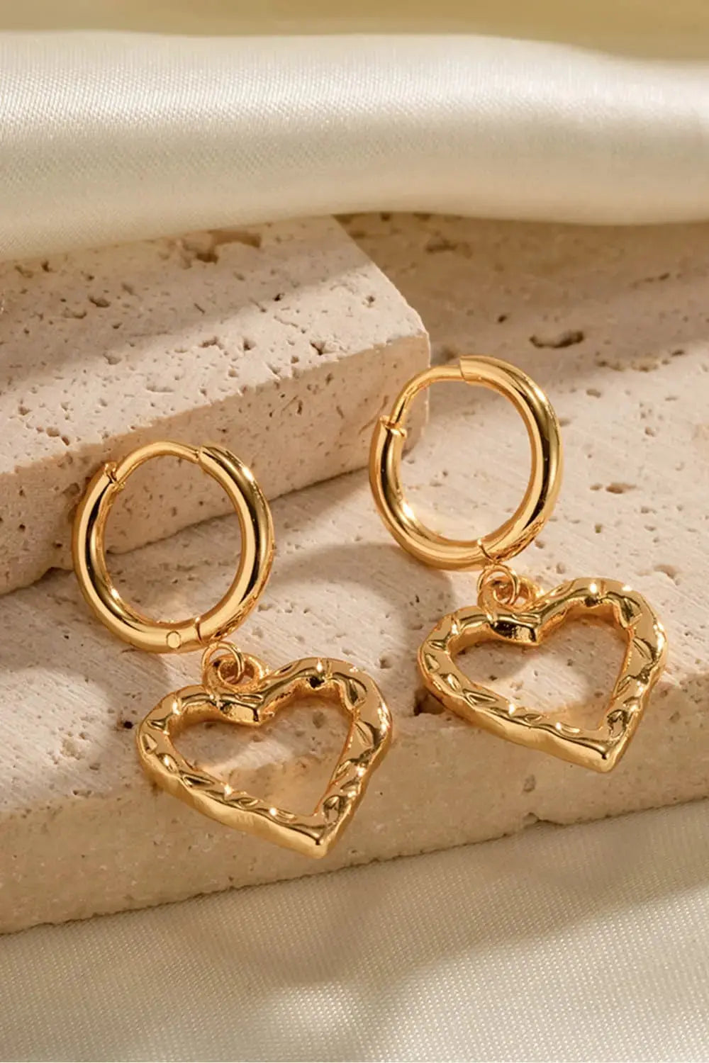 Lovcia Heart Stainless Steel Drop Earrings-Earrings-Gold-One Size-Gold