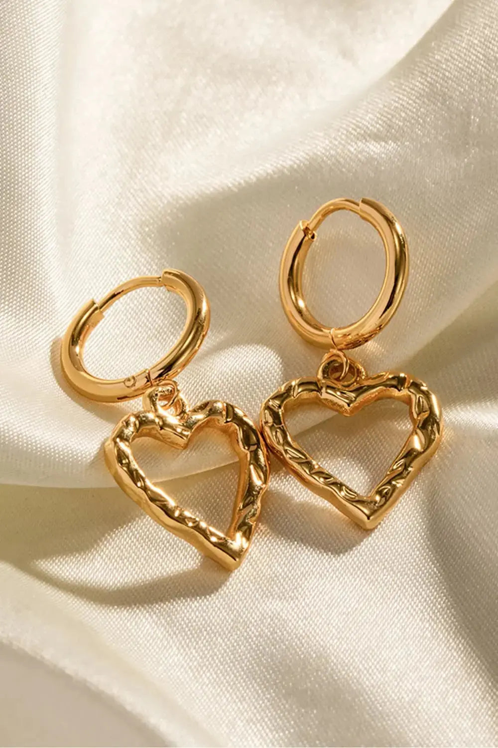 Lovcia Heart Stainless Steel Drop Earrings-Earrings-Gold-One Size-Gold
