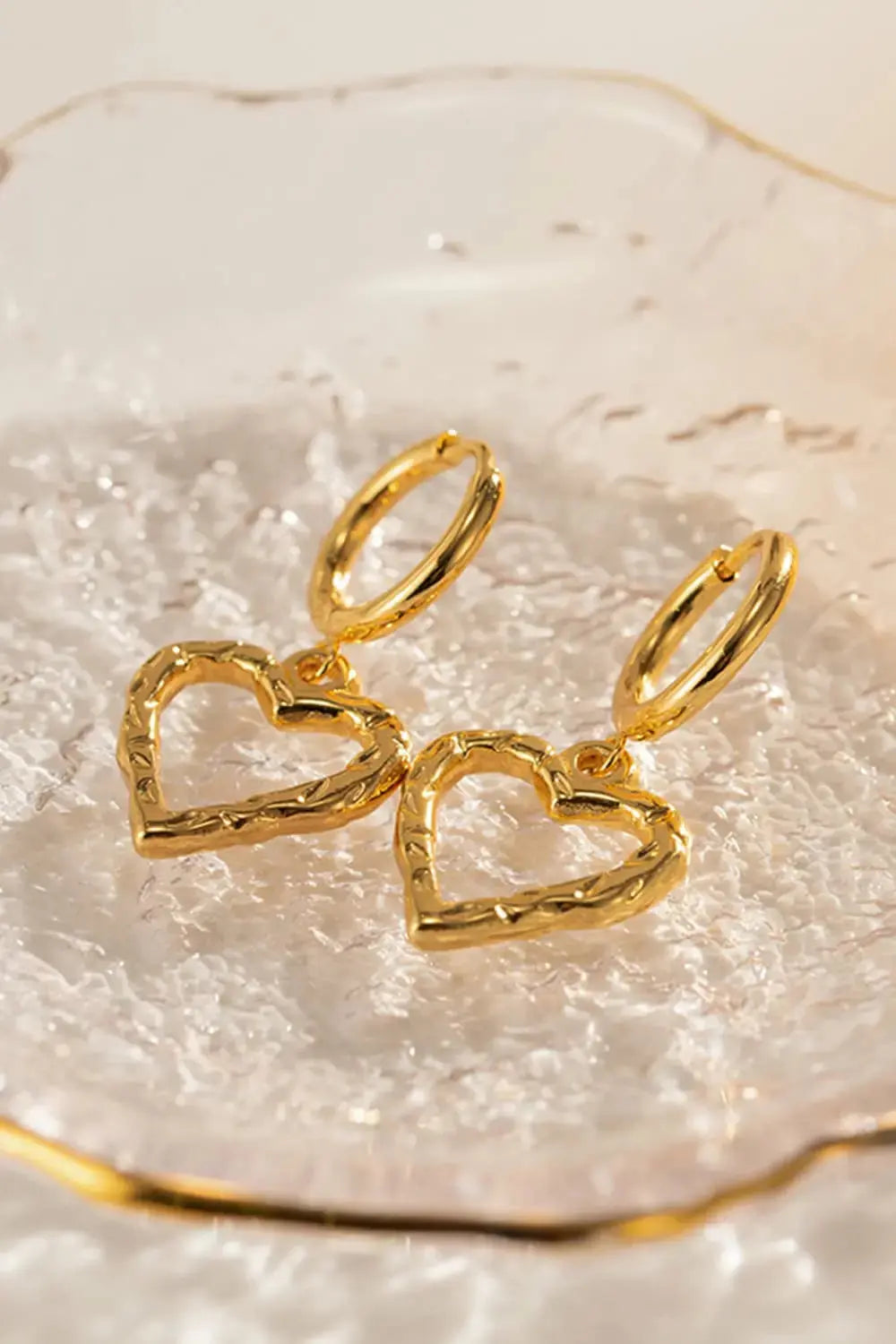 Lovcia Heart Stainless Steel Drop Earrings-Earrings-Gold-One Size-Gold