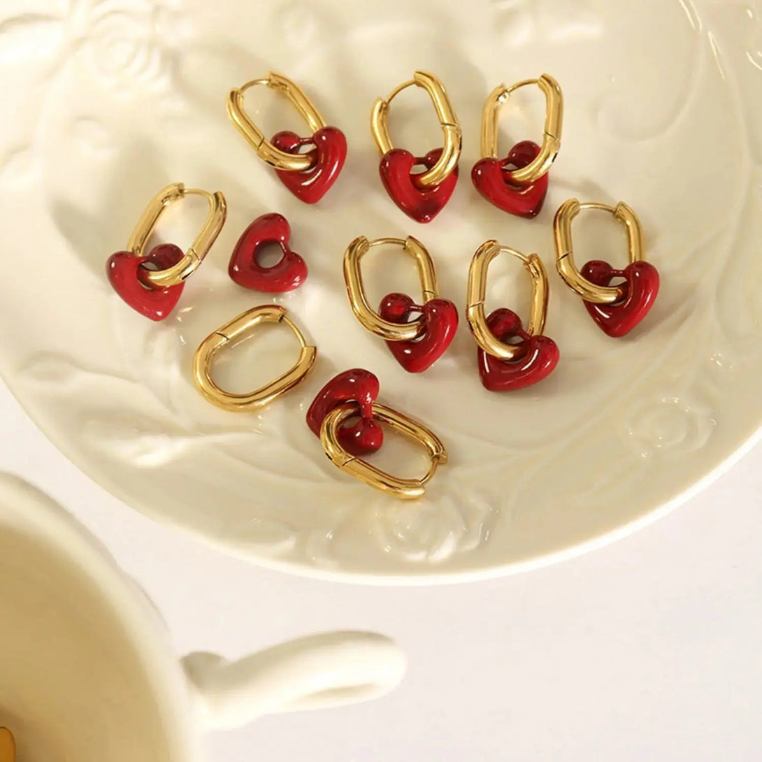 Lovcia Heart Titanium Steel Earrings-Earrings-Gold-One Size-Gold