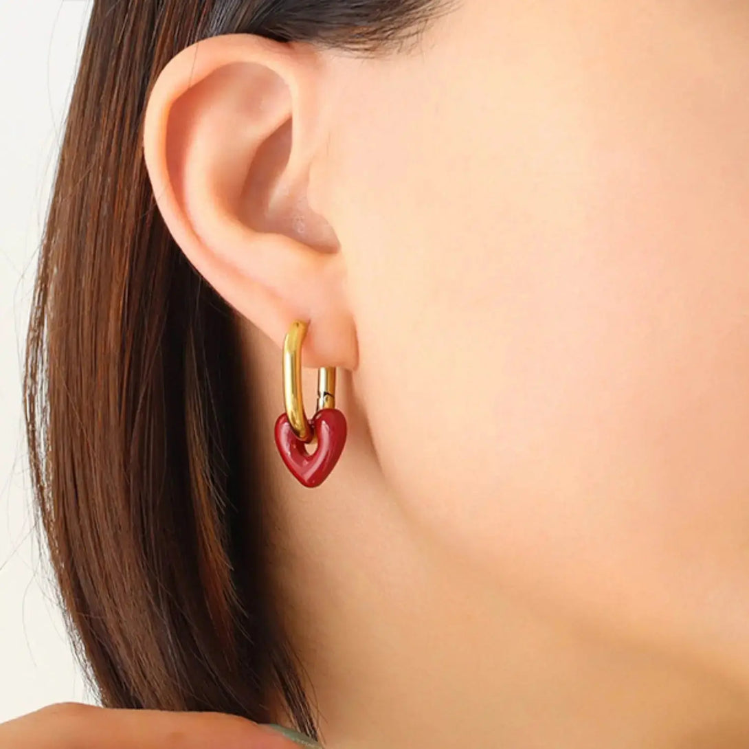 Lovcia Heart Titanium Steel Earrings-Earrings-Gold-One Size-Gold