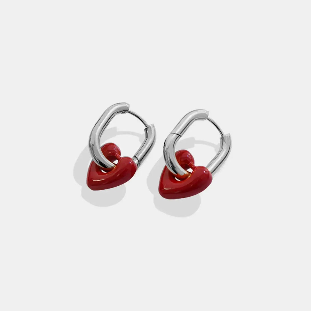 Lovcia Heart Titanium Steel Earrings-Earrings-Silver-One Size-Silver