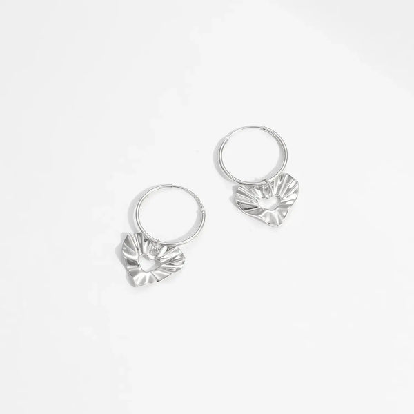 Lovcia Heart Wave The Shape Of Crushing 925 Sterling Silver Earrings-Earrings-Silver-Silver