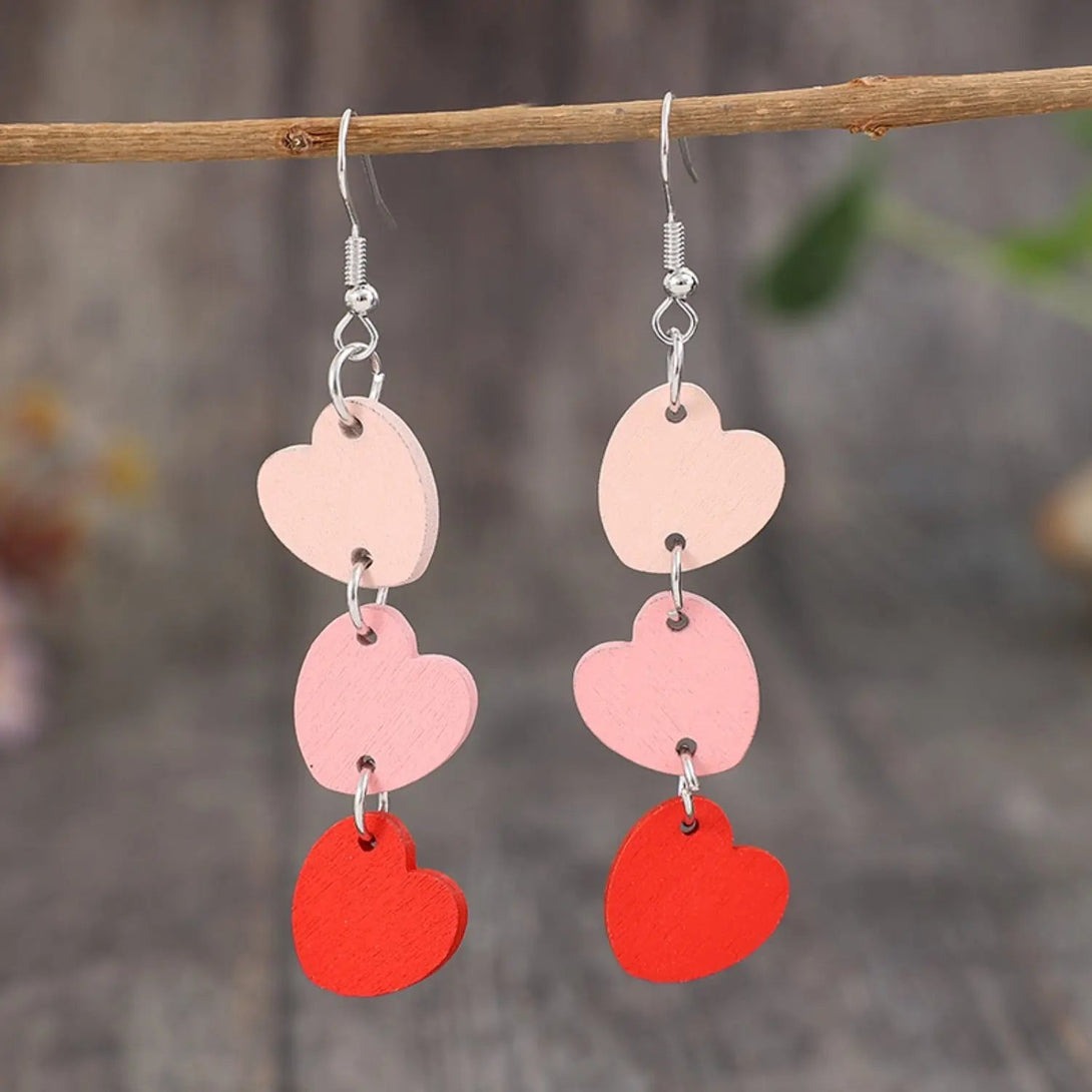 Lovcia Heart Wood Dangle Earrings-Earrings-Blush Pink-One Size-Blush Pink