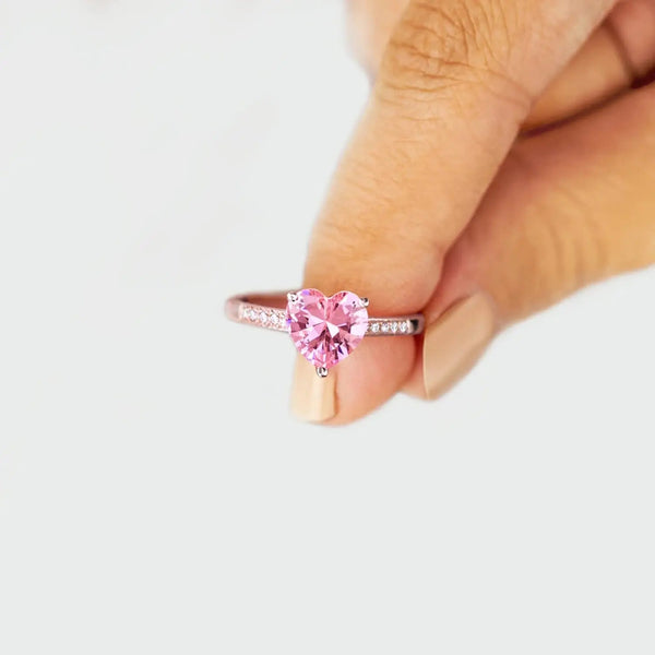 Lovcia Heart Zircon 925 Sterling Silver Ring-Rings-Rose Gold-6-Rose Gold
