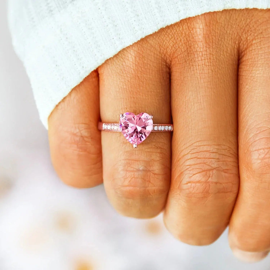 Lovcia Heart Zircon 925 Sterling Silver Ring-Rings-Rose Gold-6-Rose Gold