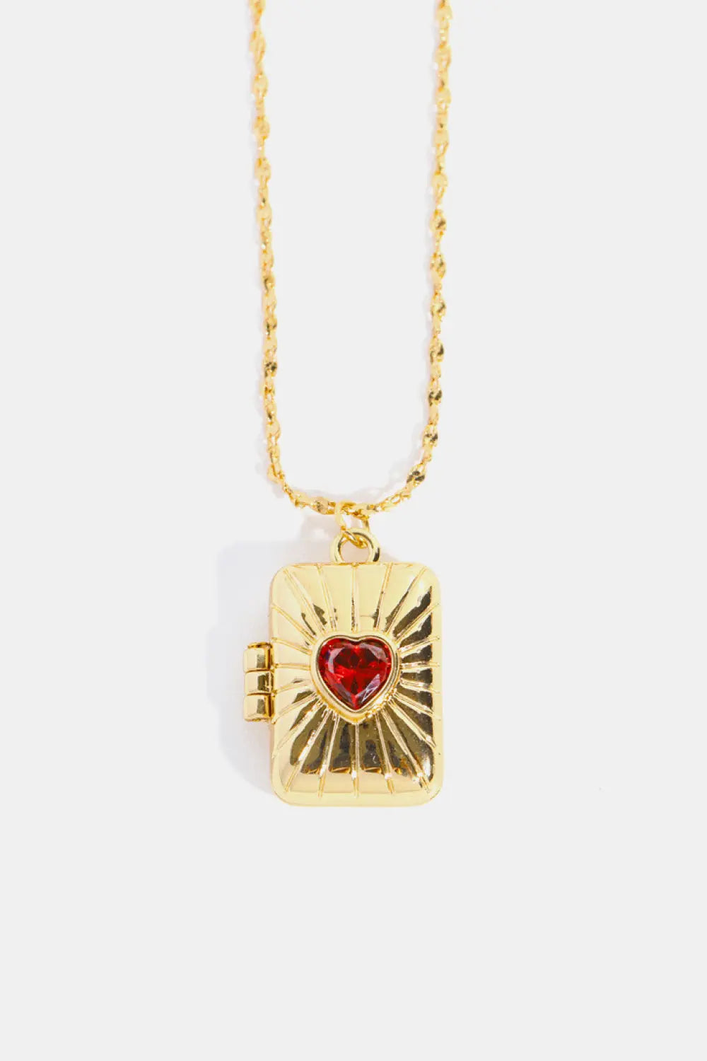 Lovcia Heart Zircon Box Pendant Copper Necklace-Necklaces-Gold-One Size-Gold