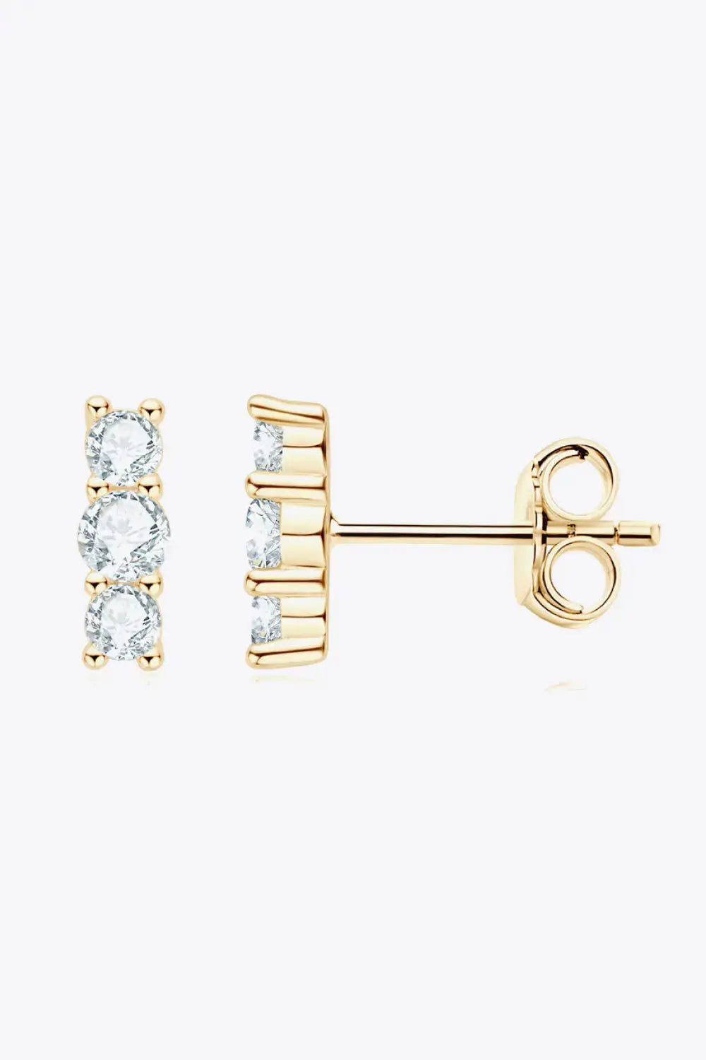 Lovcia Heartbeat Rhythm 925 Sterling Silver Moissanite Stud Earrings-Earrings-Gold-One Size-Gold