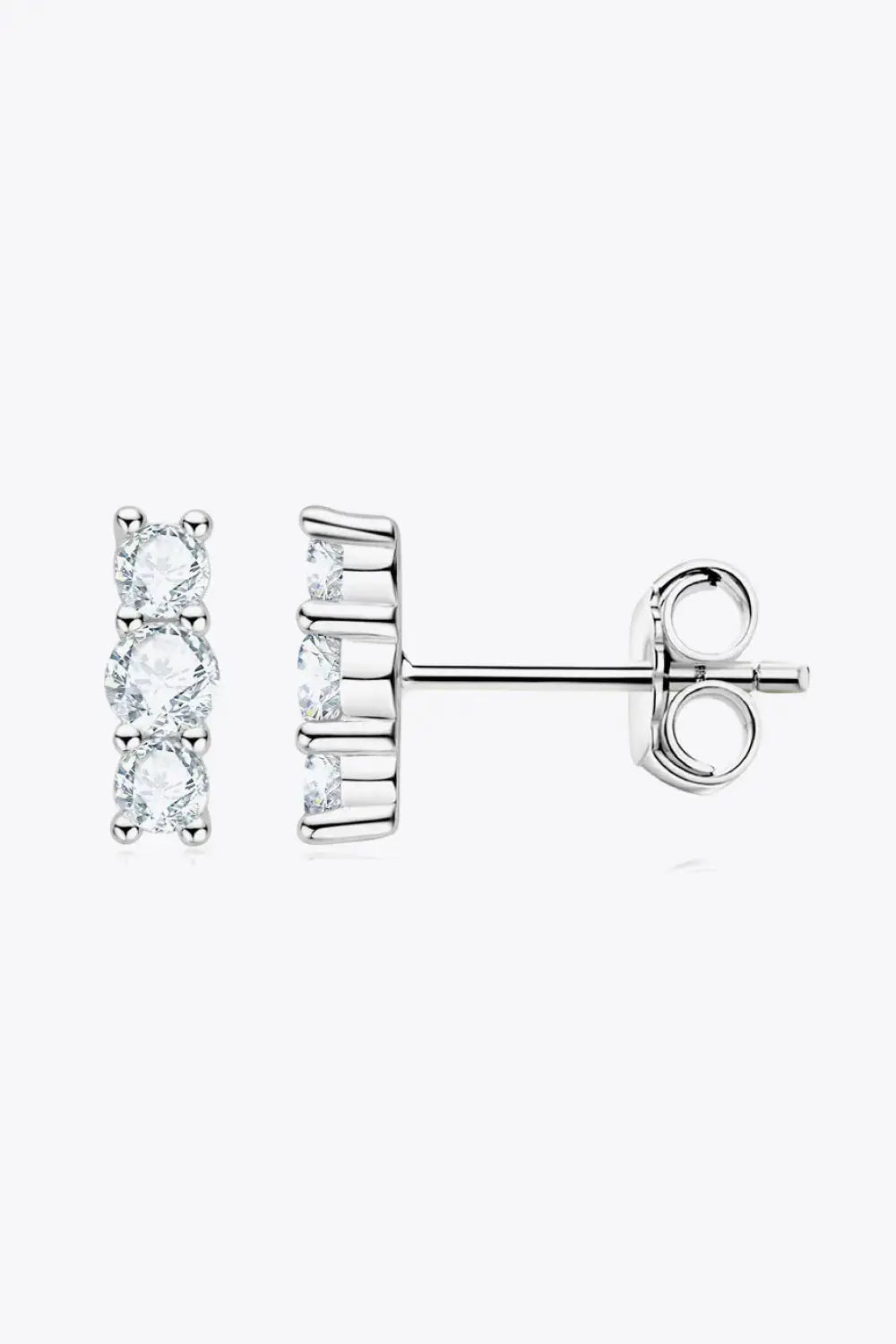 Lovcia Heartbeat Rhythm 925 Sterling Silver Moissanite Stud Earrings-Earrings-Silver-One Size-Silver