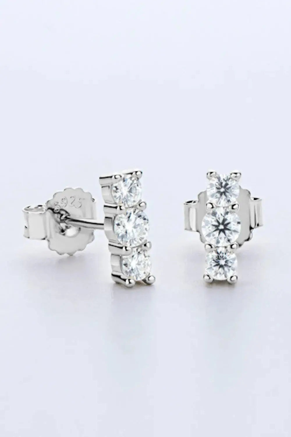 Lovcia Heartbeat Rhythm 925 Sterling Silver Moissanite Stud Earrings-Earrings-Silver-One Size-Silver