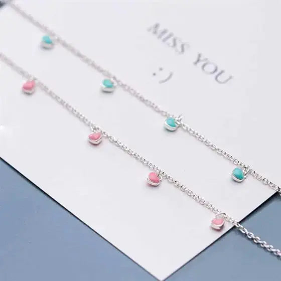 Lovcia Hearts Pendant Honey Sweet 925 Sterling Silver Bracelet-Necklaces-Pink-Pink