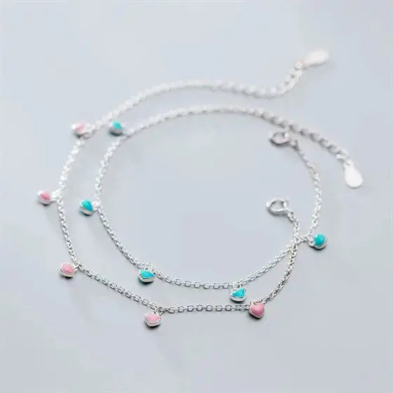 Lovcia Hearts Pendant Honey Sweet 925 Sterling Silver Bracelet-Necklaces-Pink-Pink