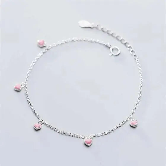 Lovcia Hearts Pendant Honey Sweet 925 Sterling Silver Bracelet-Necklaces-Pink-Pink