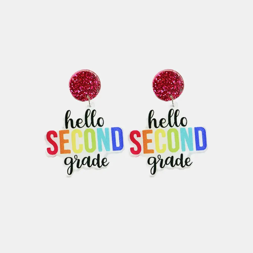 Lovcia HELLO SECOND GRADE Acrylic Dangle Earrings-Earrings-Style A-One Size-Style A