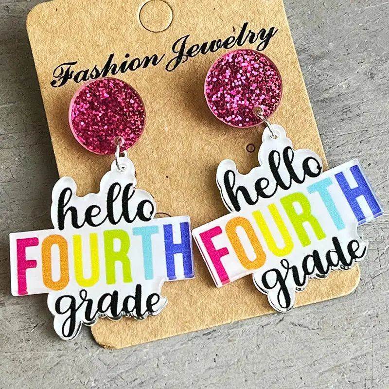 Lovcia HELLO SECOND GRADE Acrylic Dangle Earrings-Earrings-Style D-One Size-Style D