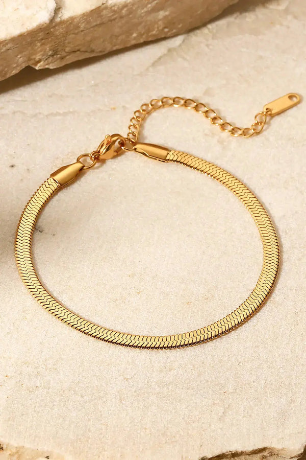 Lovcia Herringbone Chain Stainless Steel Bracelet-Bracelets-Gold-One Size-Gold