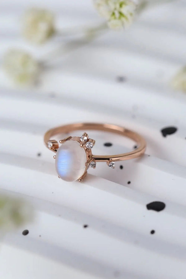 Lovcia High Quality Natural Moonstone 925 Sterling Silver Ring-Rings-Rose Gold-6-Rose Gold