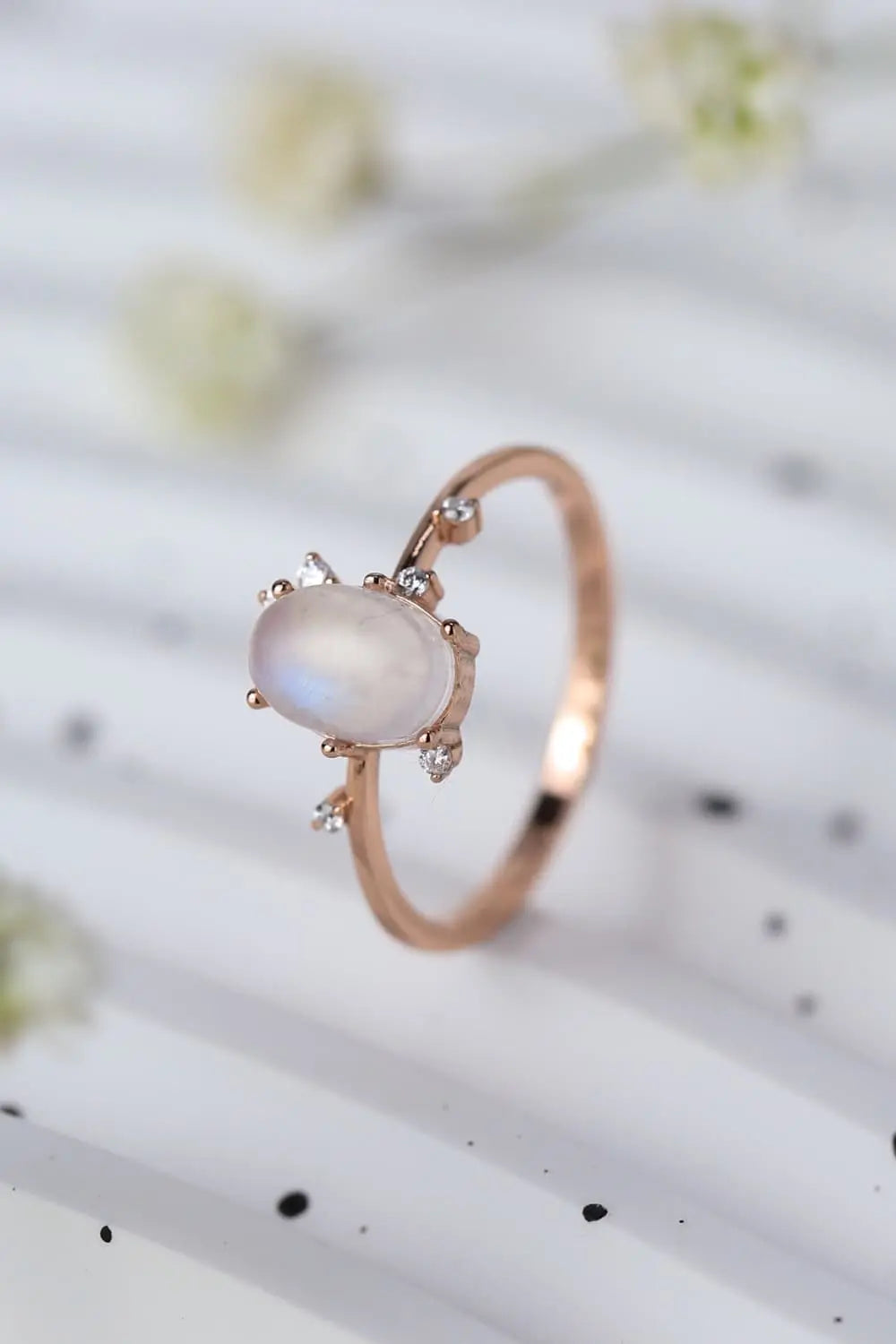 Lovcia High Quality Natural Moonstone 925 Sterling Silver Ring-Rings-Rose Gold-6-Rose Gold