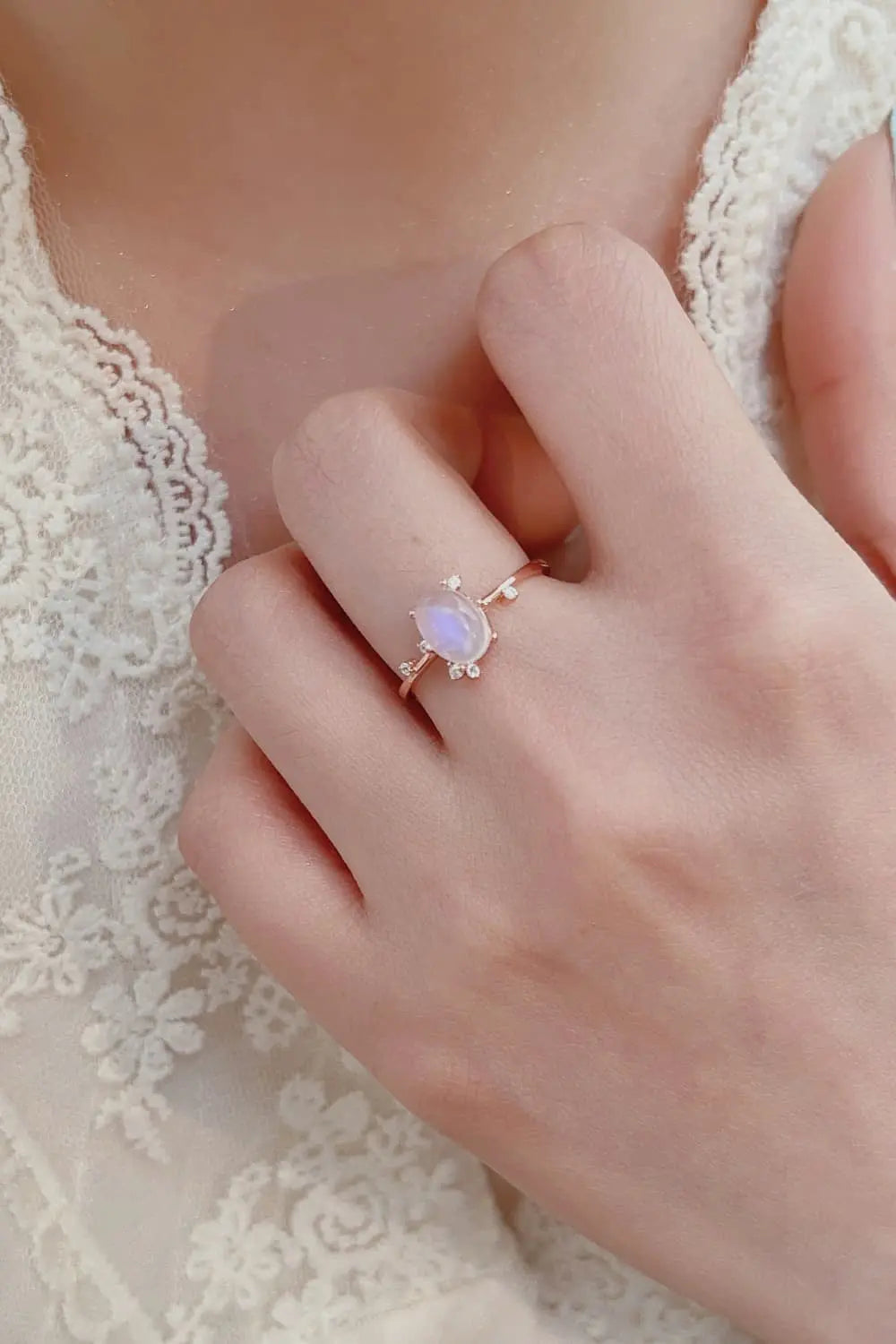 Lovcia High Quality Natural Moonstone 925 Sterling Silver Ring-Rings-Rose Gold-6-Rose Gold