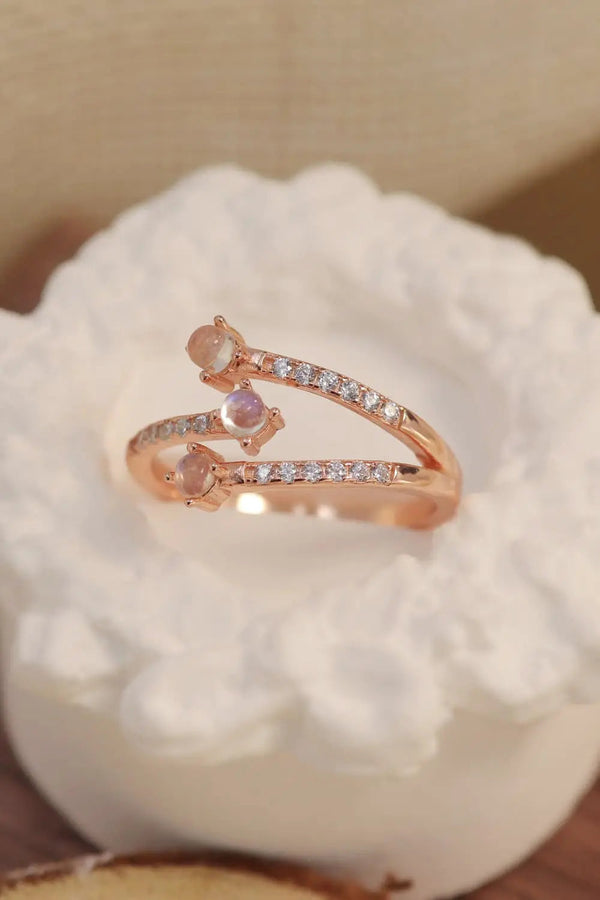 Lovcia High Quality Natural Moonstone 925 Sterling Silver Ring-Rings-Rose Gold-One Size-Rose Gold