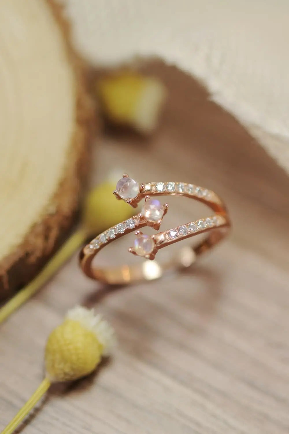 Lovcia High Quality Natural Moonstone 925 Sterling Silver Ring-Rings-Rose Gold-One Size-Rose Gold