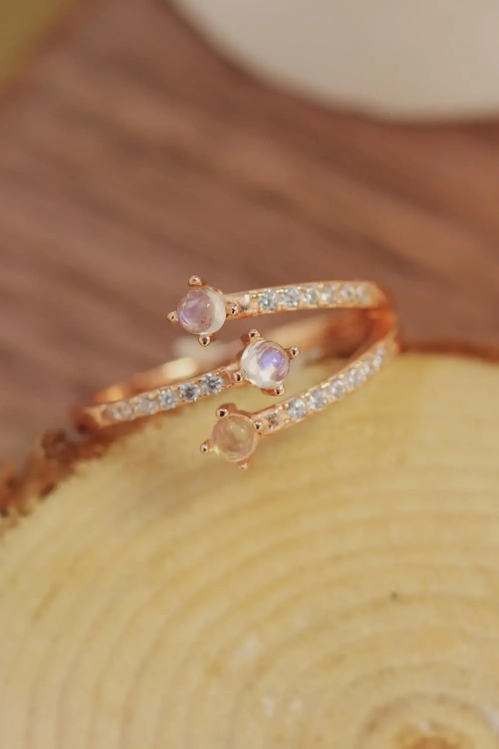 Lovcia High Quality Natural Moonstone 925 Sterling Silver Ring-Rings-Rose Gold-One Size-Rose Gold