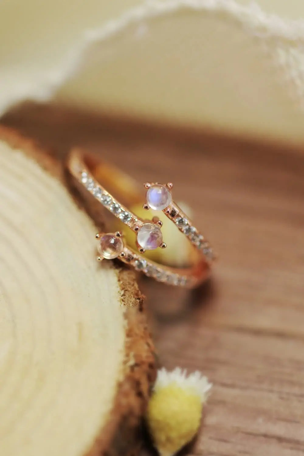 Lovcia High Quality Natural Moonstone 925 Sterling Silver Ring-Rings-Rose Gold-One Size-Rose Gold