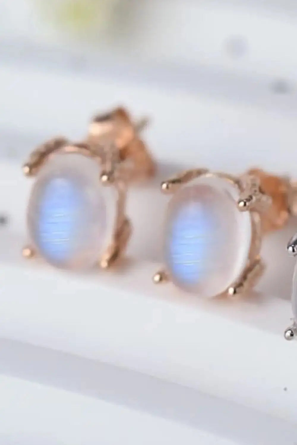 Lovcia High Quality Natural Moonstone 925 Sterling Silver Stud Earrings-Earrings-Rose Gold-One Size-Rose Gold