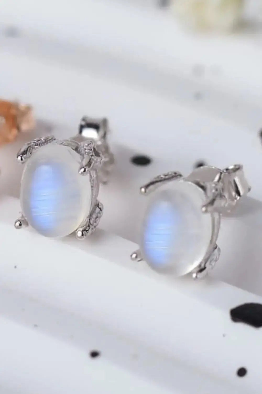Lovcia High Quality Natural Moonstone 925 Sterling Silver Stud Earrings-Earrings-Rose Gold-One Size-Rose Gold