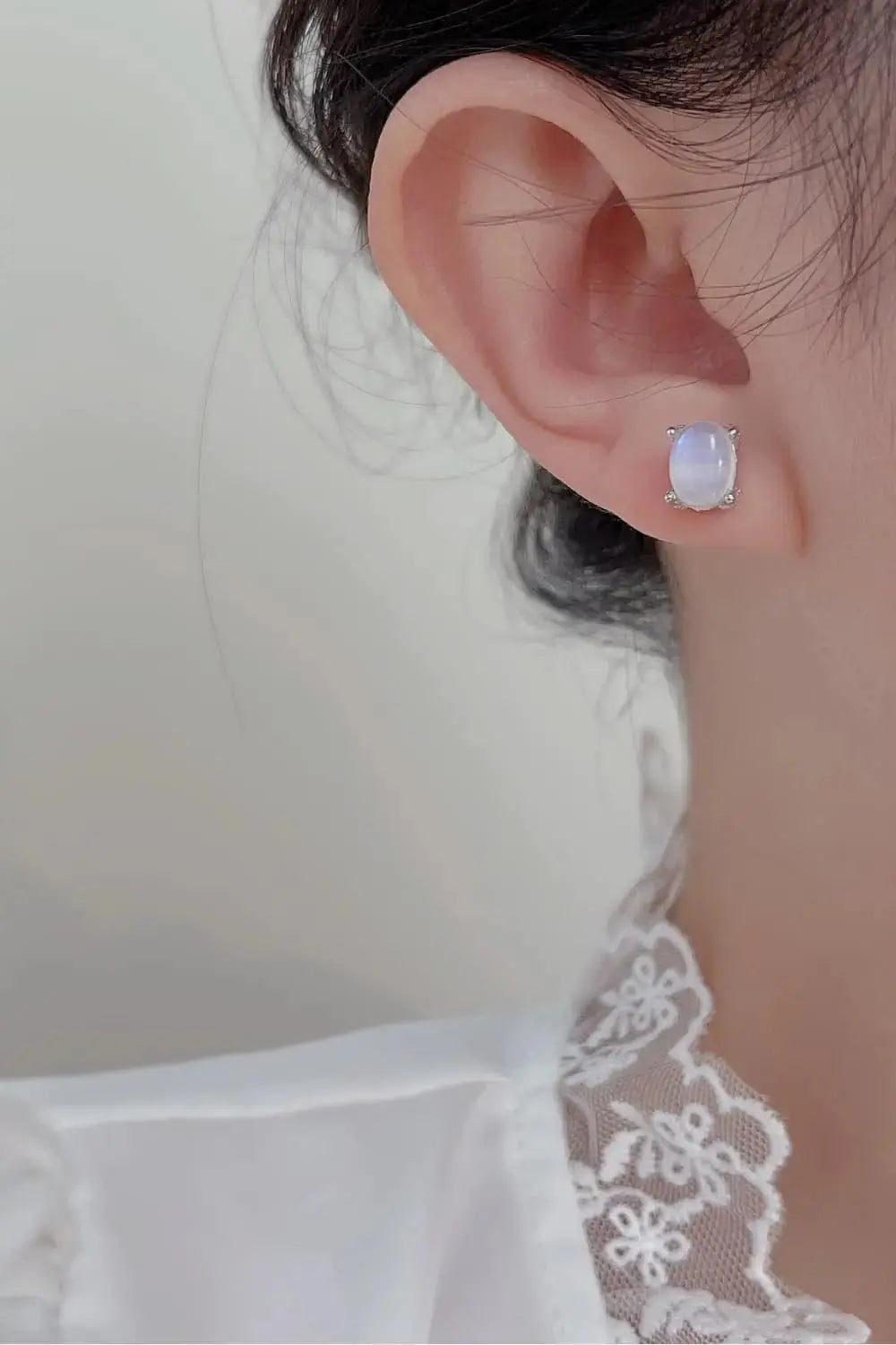 Lovcia High Quality Natural Moonstone 925 Sterling Silver Stud Earrings-Earrings-Silver-One Size-Silver