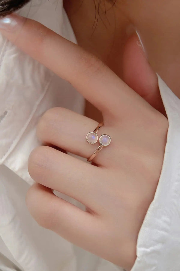 Lovcia High Quality Natural Moonstone 925 Sterling Silver Toi Et Moi Ring-Rings-Rose Gold-One Size-Rose Gold