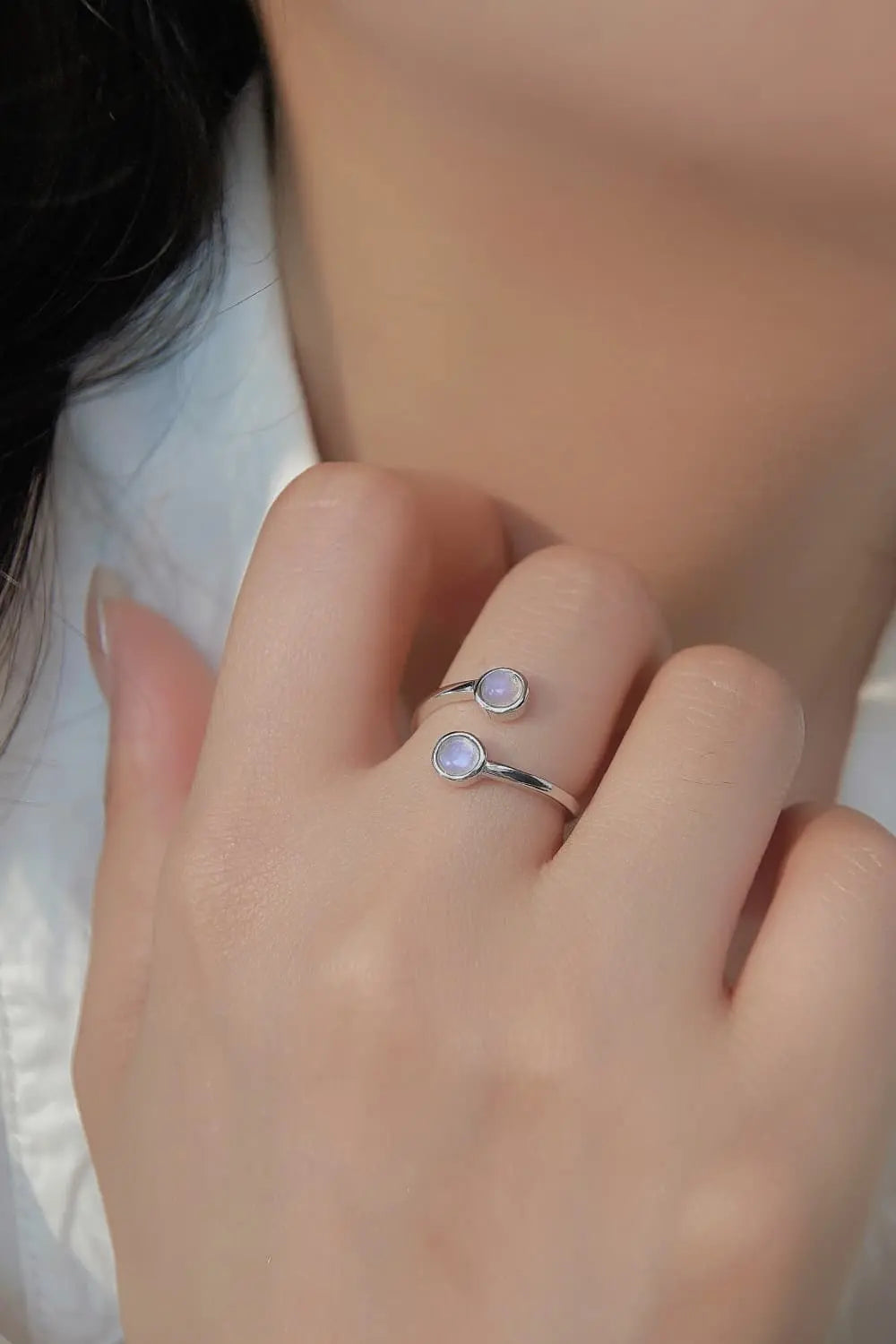 Lovcia High Quality Natural Moonstone 925 Sterling Silver Toi Et Moi Ring-Rings-Silver-One Size-Silver