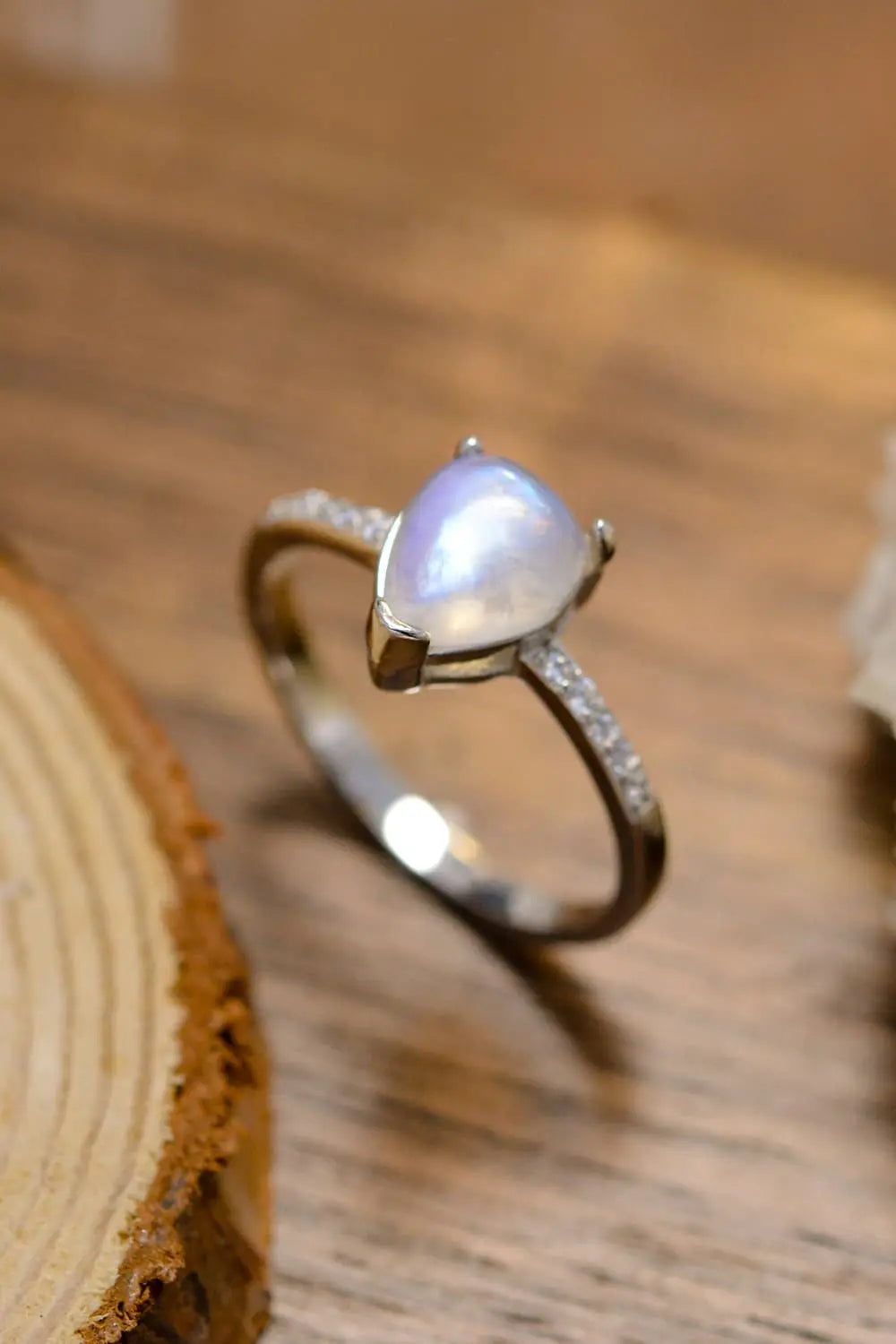 Lovcia High Quality Natural Moonstone Teardrop Side Stone Ring-Rings-Silver-6-Silver