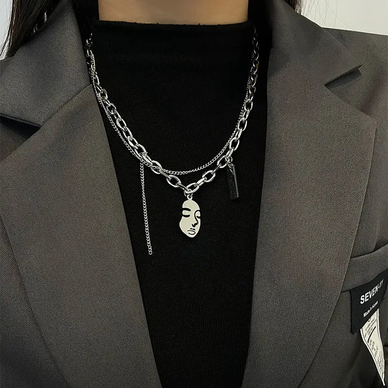 Lovcia Hip Hop Style Personality Portrait Pendant Titanium Steel Necklace for Men and Women-Necklaces-Portrait-Portrait