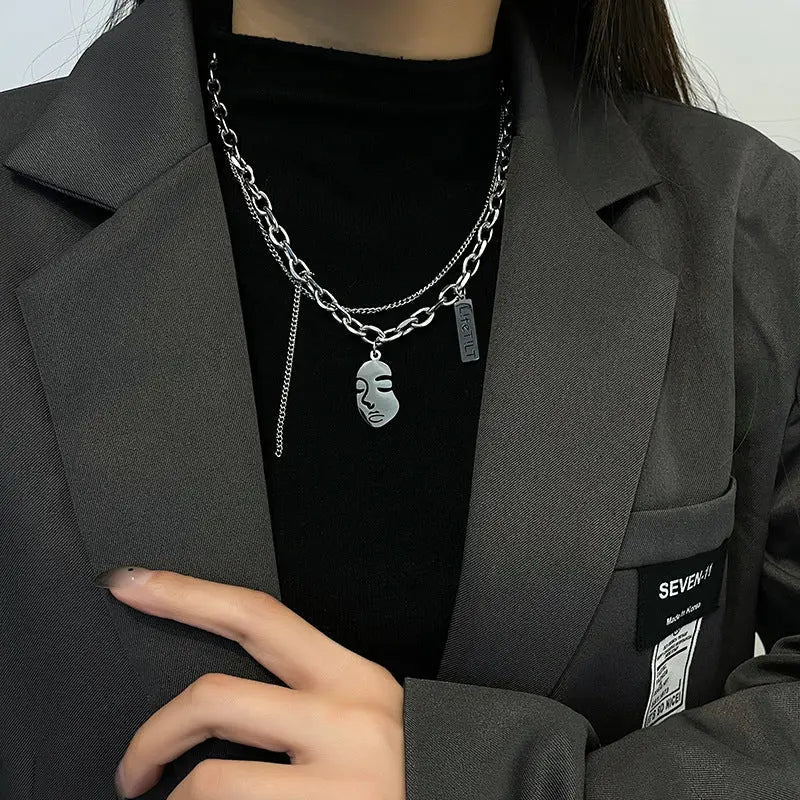 Lovcia Hip Hop Style Personality Portrait Pendant Titanium Steel Necklace for Men and Women-Necklaces-Portrait-Portrait