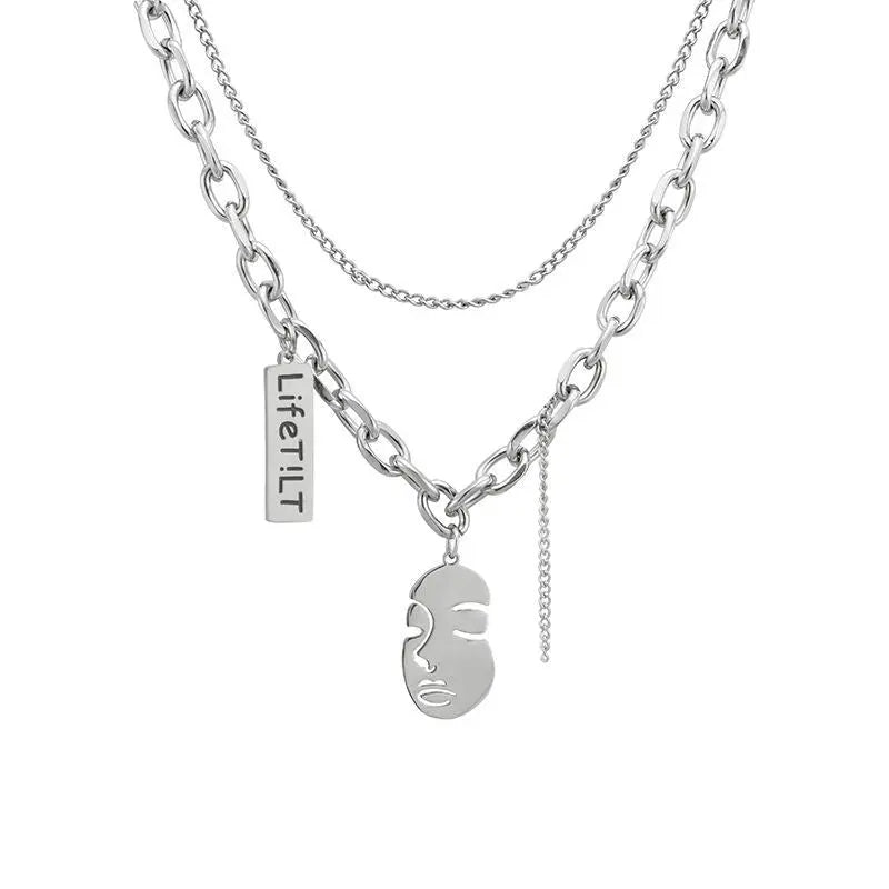 Lovcia Hip Hop Style Personality Portrait Pendant Titanium Steel Necklace for Men and Women-Necklaces-Portrait-Portrait