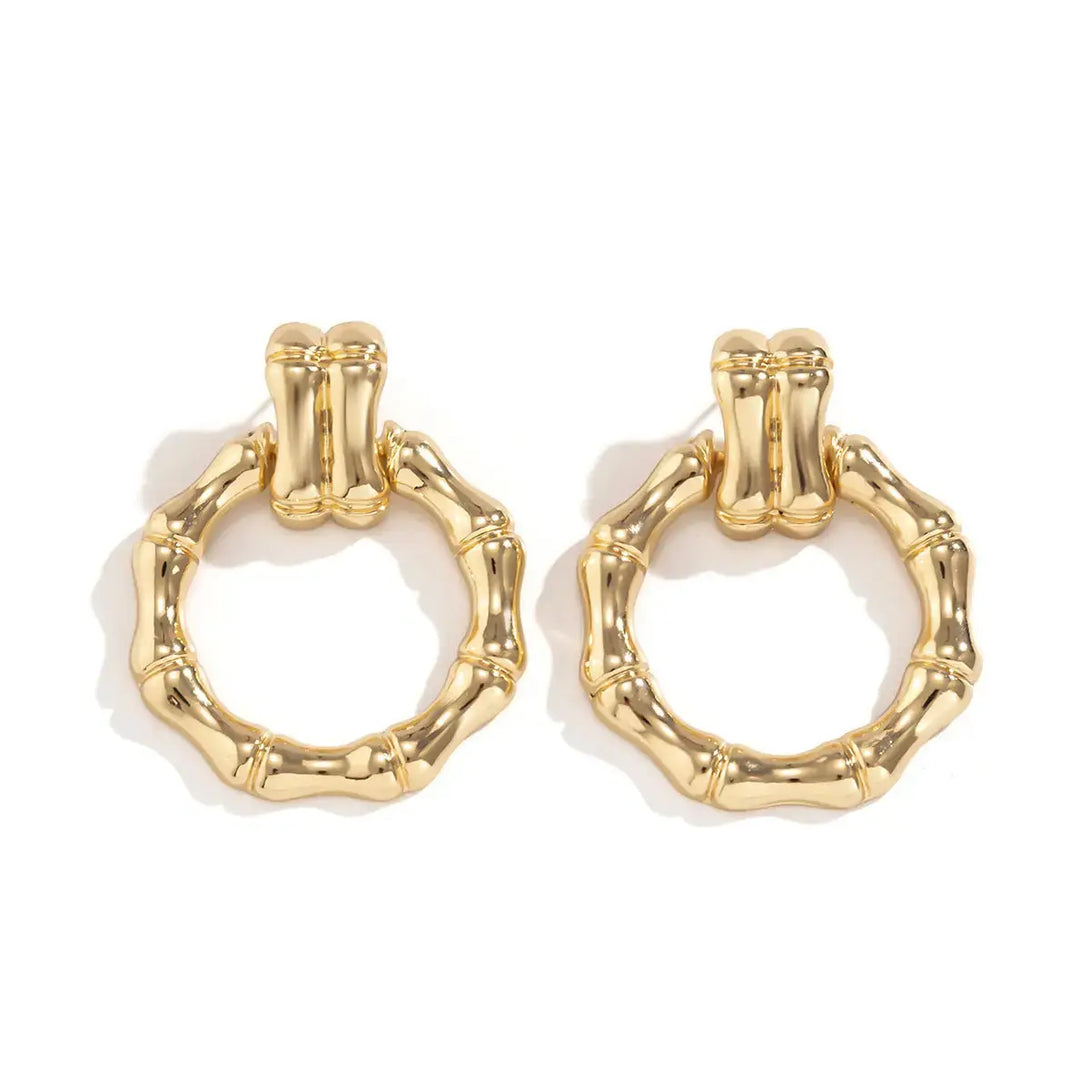 LOVCIA Hip Hop Style Simple Round Bamboo Stud Earrings