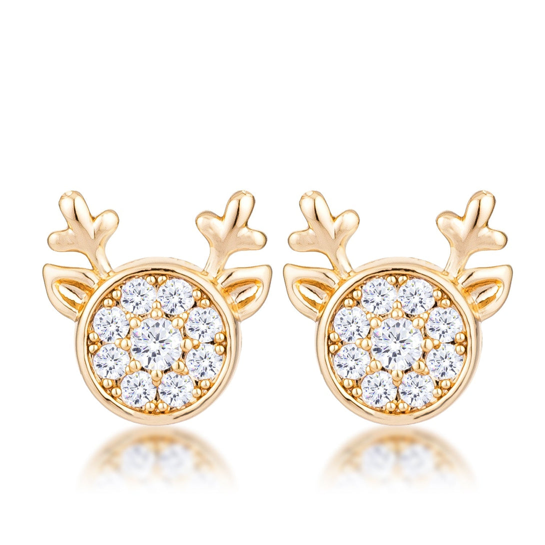 Lovcia Holiday Cheer Gold-Plated CZ Reindeer Earrings-Earrings-