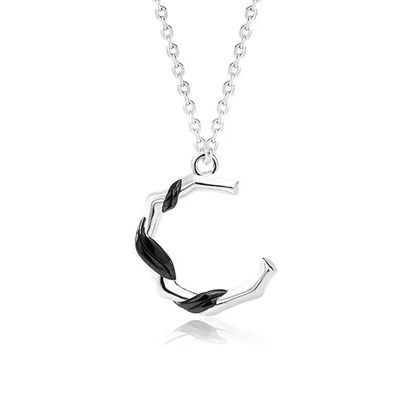 Lovcia Holiday Childhood Sweethearts C Shape Plum Blossom Flower 925 Sterling Silver Necklace-Necklaces-Men Ring-Men Ring