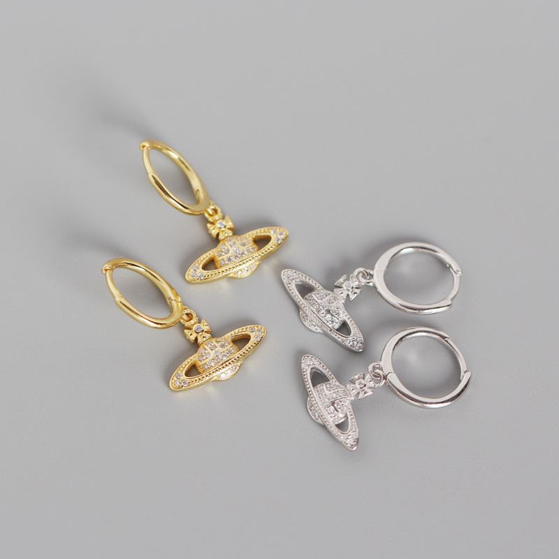 Lovcia Holiday CZ Planet 22mm Hoop Earrings Gold 925-Earrings-Yellow Gold-Yellow Gold